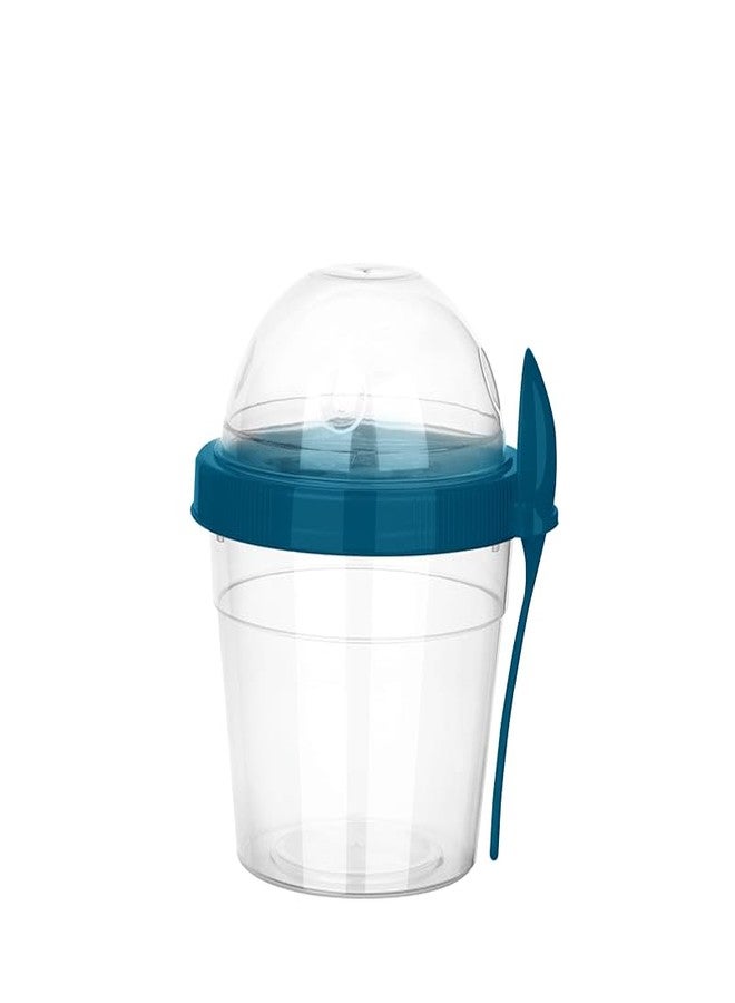 EYNEL 4 Pack 17 oz Small Breakfast On The Go Yogurt Parfait Cups, Reusable Plastic Containers with Lids and Spoons, Perfect Jars for Overnight Oats Cereal Granola Oatmeal (4 Colors Set) - Image 4